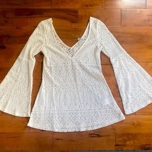 Urban Outfitters Ecote Lace Bell Sleeve Top
